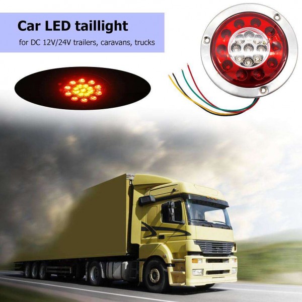 Double Colors Round 19 LED Truck Trailer  Lorry Brake Stop Turn Tail Light