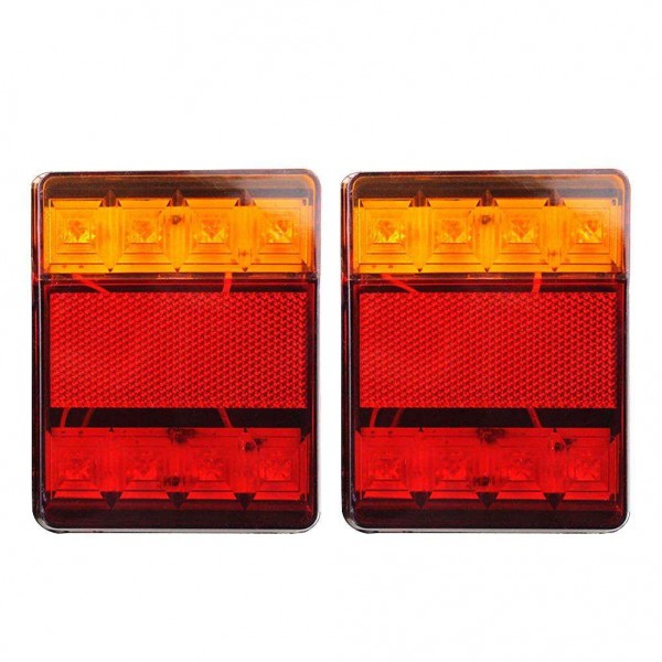 1 Pair Car Truck 8LED Tail Warning Lights Rear Lamps Waterproof Tailights