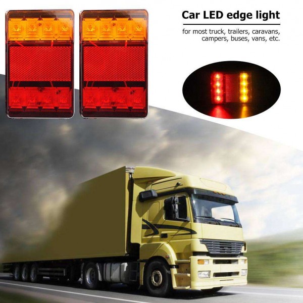 1 Pair Car Truck 8LED Tail Warning Lights Rear Lamps Waterproof Tailights