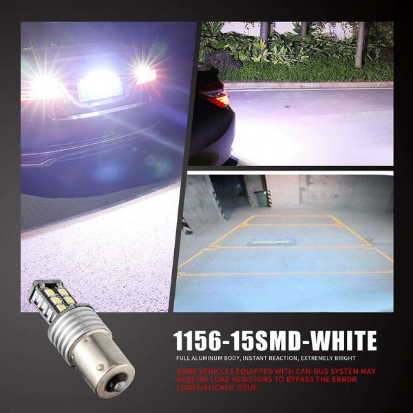 2pcs 1156 White LED 15SMD Turn Signal Tail Light Saving-energy Reverse Lamp