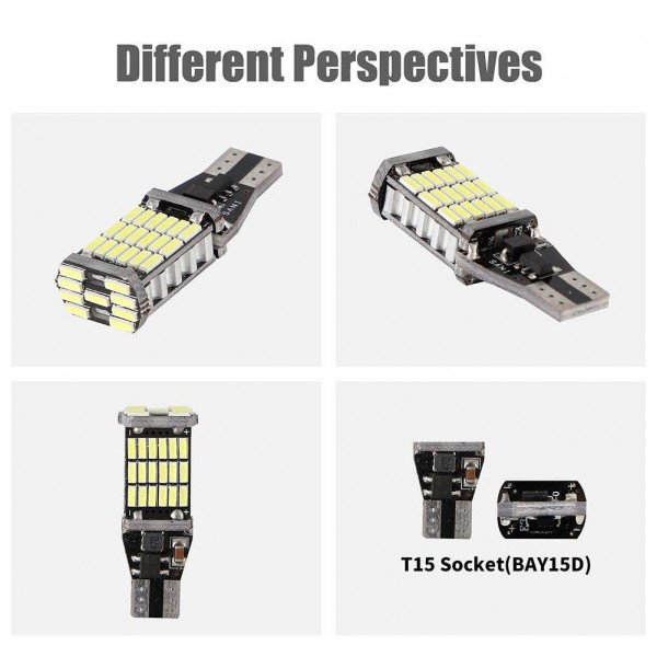 1pc T15 W16W 45 SMD4014 LED Car Reverse Turn Signal Braking Light Bulb